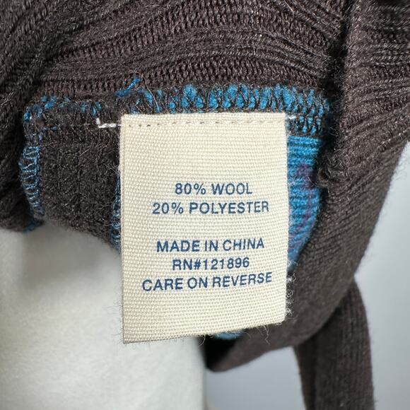 Title Nine Wool Blend Moto Knit Sweater XS Brown Teal Asymmetrical Zip Jacket - Picture 4 of 14